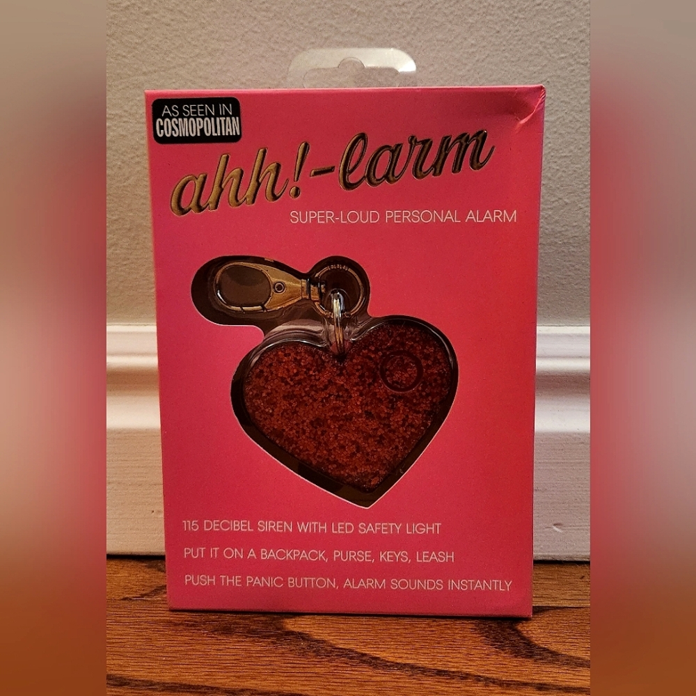 NEW Ahh!larm Pink Glitter ❤️ Personal Safety Alarm - LOUD-RED HEART SHAPED